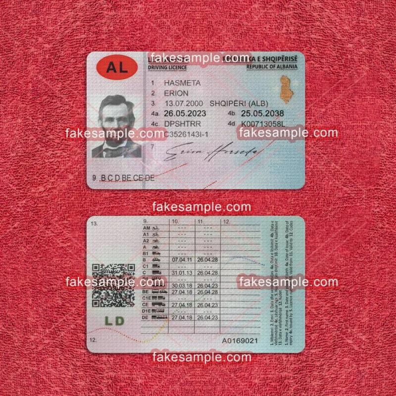 Albania Driver Licence Fake Template